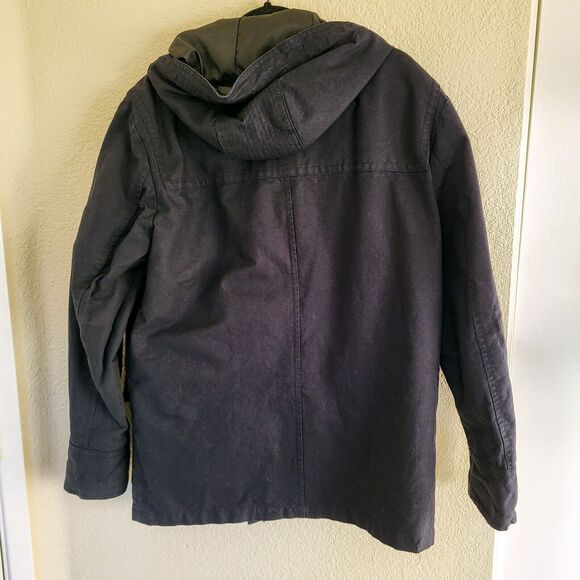 H&M Hooded Jacket Womens Size 42R Navy Heavyweight Barn Jacket Utility Jacket - Picture 2 of 10